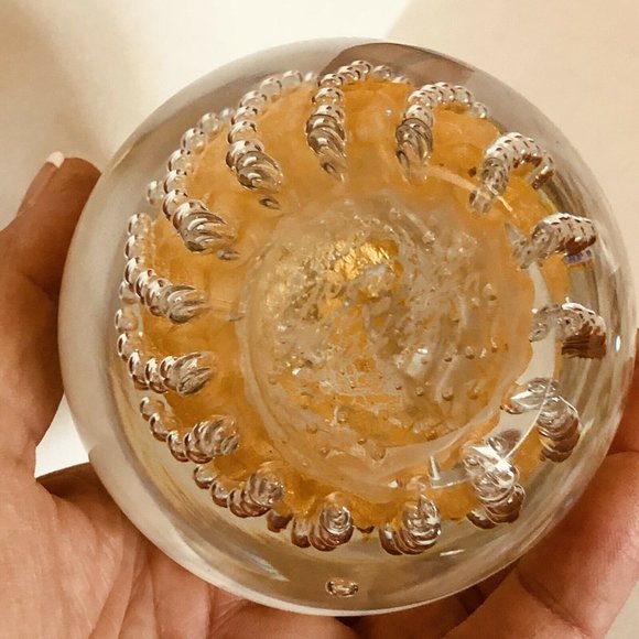 Pear Paperweight Signed By Fm Konstglas, Ronneby  Sweden, Style B-633 Gold Vintg - Picture 4 of 11